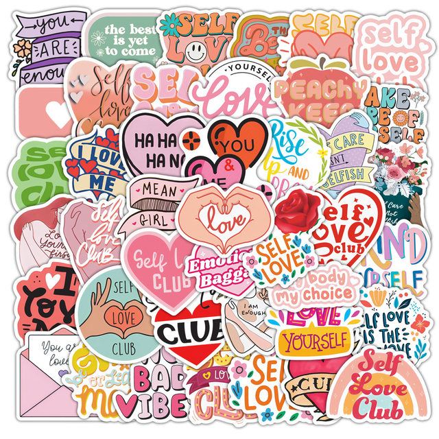 50Pcs Love Yourself Kawaii Waterproof Graffiti Sticker Car Guitar  Motorcycle Luggage Bicycle Classic Toy Decal Sticker For Kid - AliExpress